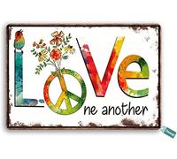 Bioprocess Affiche décorative vintage en métal avec inscription Love One Another Peace 20,3 x 30,5 cm