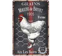 Bioprocess Affiche décorative vintage en métal avec motif de coq pour la maison, café, bureau, pubs, club, 20,3 x 30,5 cm