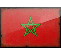 Bioprocess Affiche en métal avec drapeau du Maroc avec un look vintage 20,3 x 30,5 cm