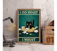 Bioprocess Affiche « I Do What I Want » - Chat noir - Décor vintage - Décoration d'intérieur - Affiche décorative murale - 20,3 x 30,5 cm