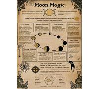Bioprocess Affiche magique de la connaissance de la sorcellerie et de la lune, affiche de sorcière, affiche de sorcellerie, décoration de sorcière, cadeau de sorcière, décoration d'intérieur pour bar,