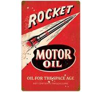 Bioprocess Affiche rétro vintage en métal avec inscription « Rocket Motor Oil » - 20,3 x 30,5 cm