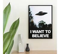Bioprocess Affiche Ufo I Want To Believe Sci Fi - Reproduction d'art - Décoration de bureau - Cadeau pour amis - Cadeau pour la maison - Plaque murale - 20,3 x 30,5 cm