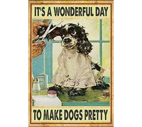 Bioprocess Affiche vintage en métal pour toilettage de chien 20,3 x 30,5 cm