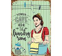 Bioprocess Affiche vintage femme grotte buanderie salle de bain WC affiche café art mural décoration murale affiche en métal 20,3 x 30,5 cm