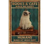 Bioprocess Affiches de chat, cadeaux pour les amoureux des chats, S, bibliothèque et décoration de cuisine, décoration murale, affiche en métal 20,3 x 30,5 cm