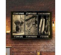 Bioprocess Barber Life It's Not A Phase It's My Life Décoration murale de salon de coiffure horizontale Style rétro Plaque métallique 20,3 x 30,5 cm