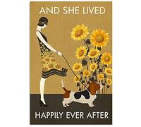 Bioprocess Basset Hound and She Lived Happily Ever After Décoration murale en métal pour anniversaire de mariage, Noël, 20,3 x 30,5 cm