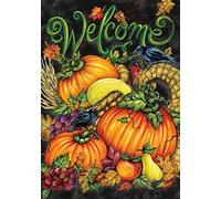 Bioprocess Décoration murale en métal pour Halloween - Citrouille Cornucopia amusante - Décoration d'intérieur vintage - 20,3 x 30,5 cm
