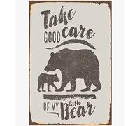 Bioprocess Décoration murale « Take Care Of My Little Bear » - Décoration murale de cuisine - Affiche en métal - 20,3 x 30,5 cm
