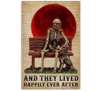 Bioprocess Dictionnaire squelette et chien ils ont vécu heureux pour anniversaire de mariage Poster décoration murale en métal 20,3 x 30,5 cm