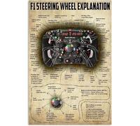 Bioprocess F1 Racing Knowledge F1 Volant Explication Read Posters Racer Décoration murale Cuisine Décor mural Affiche en métal 20,3 x 30,5 cm