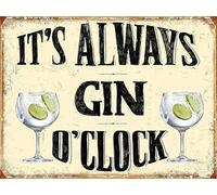 Bioprocess It'S Always Gin O'Clock - Décoration murale de cuisine - Affiche en métal - 20,3 x 30,5 cm