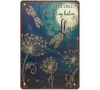 Bioprocess Libellule « What If I Fall What If You Fly » - Plaque décorative vintage en métal - 20,3 x 30,5 cm