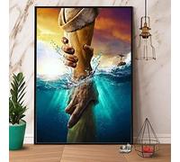 Bioprocess Lord Jesus Give Me Your Hand Saving The Christian From Storm Monster Décoration murale de cuisine Décoration murale Affiche en métal 20,3 x 30,5 cm
