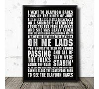 Bioprocess Newcastle United Paroles de chants de football Blaydon Races Style rétro Décor mural Affiche en métal 20,3 x 30,5 cm