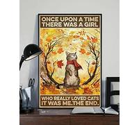 Bioprocess Once Upon A Time There is A Girl Who Really Likes Cats. Automne Automne Chat Vintage Decor Affiche murale Art Decor Metal Sign Poster 20,3 x 30,5 cm