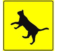 Bioprocess Panneau de signalisation en aluminium avec symbole de chat - Plaque amusante en métal jaune avec diamant jaune - 30,5 x 30,5 cm