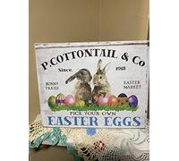 Bioprocess Panneau d'œuf de Pâques, décorations de lapin de Pâques, marché aux œufs de Pâques, décoration murale moderne, affiche en métal 20,3 x 30,5 cm