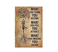 Bioprocess Panneau en métal avec citation en forme d'arbre de vie - Cadeau pour fille de yoga, méditation, amoureux de la méditation, 20,3 x 30,5 cm