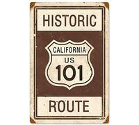 Bioprocess Panneau en métal rétro vintage California Us 101 Route Voyage Man Cave Décoration murale Affiche en métal 20,3 x 30,5 cm