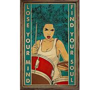 Bioprocess Plaque décorative en métal vintage pour batteur de batterie, inscription « Girllose Your Mind Find Your Soulhomeposter » - 20,3 x 30,5 cm