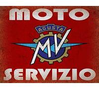 Bioprocess Plaque en métal 30,5 x 20,3 cm Fashion Agusta Servizio Plaque décorative Motif moto classique