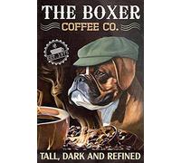 Bioprocess Plaque en métal rétro motif chien boxer café 8x12 pouces aluminium 20,3 x 30,5 cm montage mural
