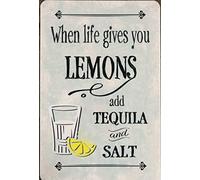 Bioprocess Plaque en métal vintage avec inscription « Tequila Alcohol » - 20,3 x 30,5 cm