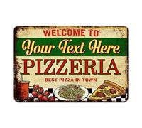 Bioprocess Plaque en métal vintage avec nom Pizzeria Kitchenchef - 20,3 x 30,5 cm