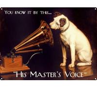 Bioprocess Plaque murale en métal « His Master's Voice » - 20,3 x 30,5 cm