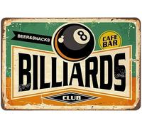 Bioprocess Plaque rétro vintage pour billard bar, club, café, bière, homme, grotte, art mural, cadeau, décoration murale, affiche en métal, 20,3 x 30,5 cm