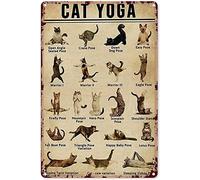 Bioprocess Poster amusant de chat et yoga - Poster d'art mural vintage - Décoration murale en métal - 20,3 x 30,5 cm