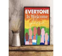Bioprocess Poster avec citations de motivation « Everyone Is Welcome Here » - Décoration murale rustique pour la maison - 20,3 x 30,5 cm
