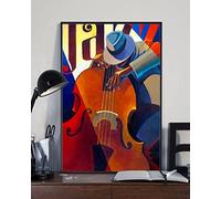 Bioprocess Poster de jazz en couleur Contrabass Man Contrabass Player - Décoration murale - 20,3 x 30,5 cm