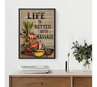 Bioprocess Poster de massage « Life is Better with Massage », affiche de salle de massage, thérapie spa, décoration d'intérieur, affiche décorative murale en métal, 20,3 x 30,5 cm