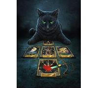 Bioprocess Poster mural en métal avec chat noir avec cartes de tarot - 20,3 x 30,5 cm