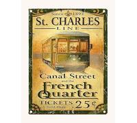 Bioprocess Poster New Orleans St Charles Streetcar Nola Wall Decormetal Sign Cafe Bar Home Wall Art Décoration Poster Rétroes Décoration murale Affiche en métal 20,3 x 30,5 cm