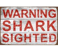 Bioprocess Poster « The Caution Beware of Shark » - Style vintage - Plaque murale publicitaire en métal - Décoration en métal - 20,3 x 30,5 cm
