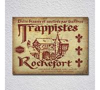 Bioprocess Rochefort Plaque en métal vintage Motif trappiste belge bière bière en métal Décoration murale