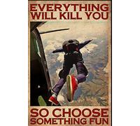 Bioprocess Skydivers Choose Something Affiche verticale, décoration de parachutisme, cadeau de parachutisme - Décoration murale de cuisine - 20,3 x 30,5 cm