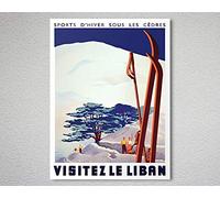 Bioprocess Visitez Le Liban Affiche vintage de ski de style rétro décoration murale en métal 20,3 x 30,5 cm