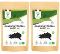 BIOPTIMAL - Charbon Végétal Actif Bio en Poudre Très Fine - Soluble et Comestible - Colorant Alimentaire Noir - pour Pâtisserie Cosmétique - Fabrication et Origine France - 50g (Lot de 2)