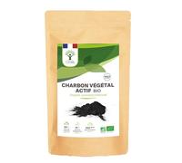 BIOPTIMAL - Charbon Végétal Actif Bio en Poudre Très Fine - Soluble et Comestible - Colorant Alimentaire Noir - pour Pâtisserie Cosmétique - Fabrication et Origine France - 400g