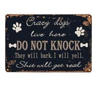 Bioputty Crazy Dogs Live Here Do Not Knock, Poster vintage amusant en métal 30,5 x 20,3 cm