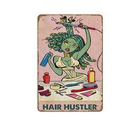 Bioputty Medusa Hair Hustler Poster en métal fantaisie pour bar, pub, décoration murale rétro pour maison, groupe, porche, hall d'entrée, panneau en métal de prière 20,3 x 30,5 cm