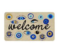 Bioputty Paillasson bohème contre le mauvais œil, tapis de bienvenue psychédélique et antidérapant pour porche, porte d'entrée, sol, intérieur et extérieur, 40 x 60 cm