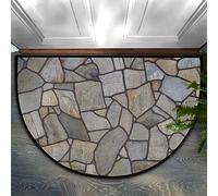 Bioputty Paillasson demi-rond à texture de pierre - Antidérapant - Absorbant - Lavable - Intérieur et extérieur - Tapis de porte en demi-cercle - Décoration d'intérieur et d'intérieur - 45,7 x 76,2 cm
