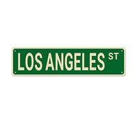 Bioputty Panneau décoratif Los Angeles, 40,6 x 10,2 cm, plaque en métal vintage, décoration murale pour maison/allée/grotte d'homme/bar