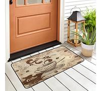 Bioputty Tapis de cuisine lavable motif tasse à café, tapis de sol rétro antidérapant pour salle de bain, salon, chambre à coucher, 61 x 40,6 cm